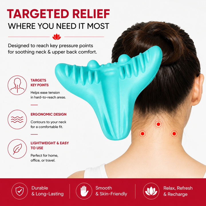 Premium Neck Support Pillow Cervical Spine Alignment Shoulder Traction Relaxer Chiropractic Style Neck Stretcher Pain Relief Posture Support Cushion Portable