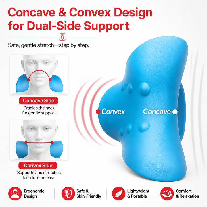 Premium Neck Support Pillow Cervical Spine Alignment Shoulder Traction Relaxer Chiropractic Style Neck Stretcher Pain Relief Posture Support Cushion Portable