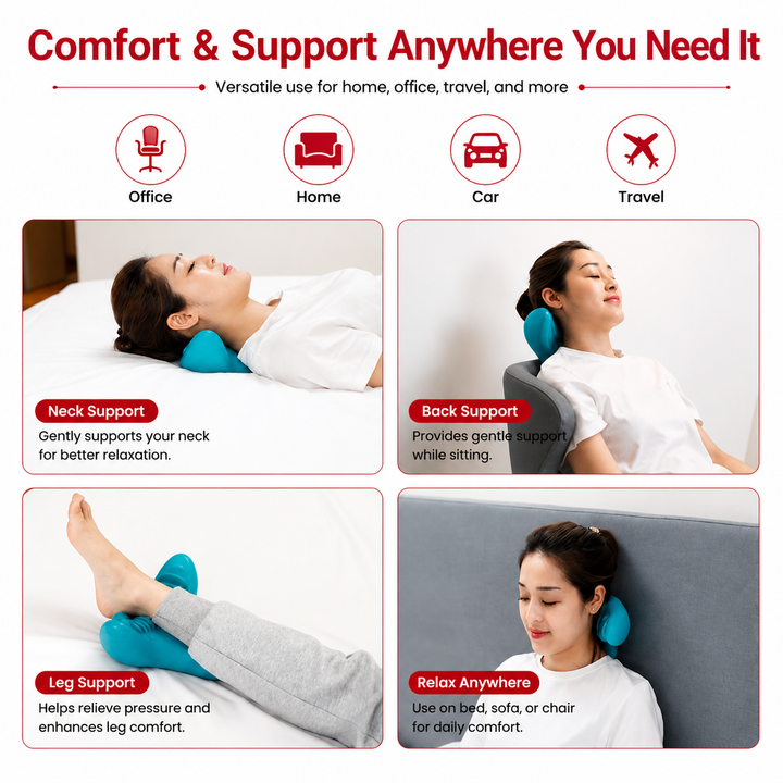Premium Neck Support Pillow Cervical Spine Alignment Shoulder Traction Relaxer Chiropractic Style Neck Stretcher Pain Relief Posture Support Cushion Portable
