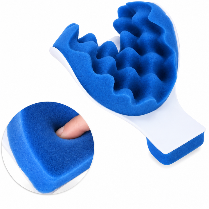 Premium Neck Support Pillow Cervical Spine Alignment Shoulder Traction Relaxer Chiropractic Style Neck Stretcher Pain Relief Posture Support Cushion Portable