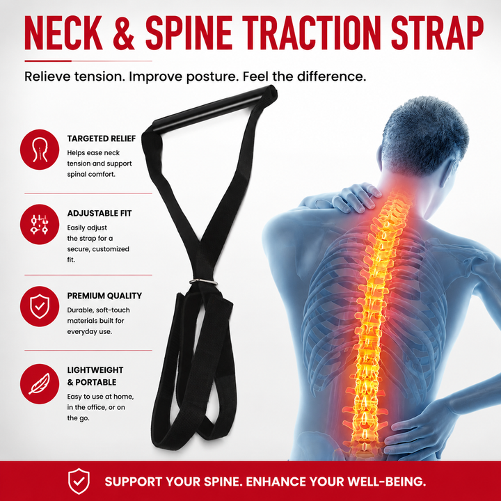 Premium Neck Traction Belt Adjustable Y Shaped Neck Support Brace Neoprene Cervical Support Strap Portable Home Office Travel Daily Use Comfort Fit