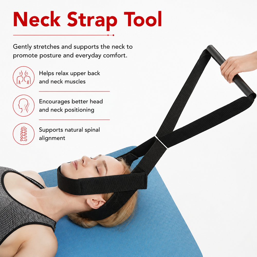 Premium Neck Traction Belt Adjustable Y Shaped Neck Support Brace Neoprene Cervical Support Strap Portable Home Office Travel Daily Use Comfort Fit