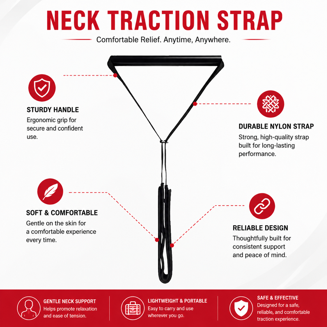 Premium Neck Traction Belt Adjustable Y Shaped Neck Support Brace Neoprene Cervical Support Strap Portable Home Office Travel Daily Use Comfort Fit