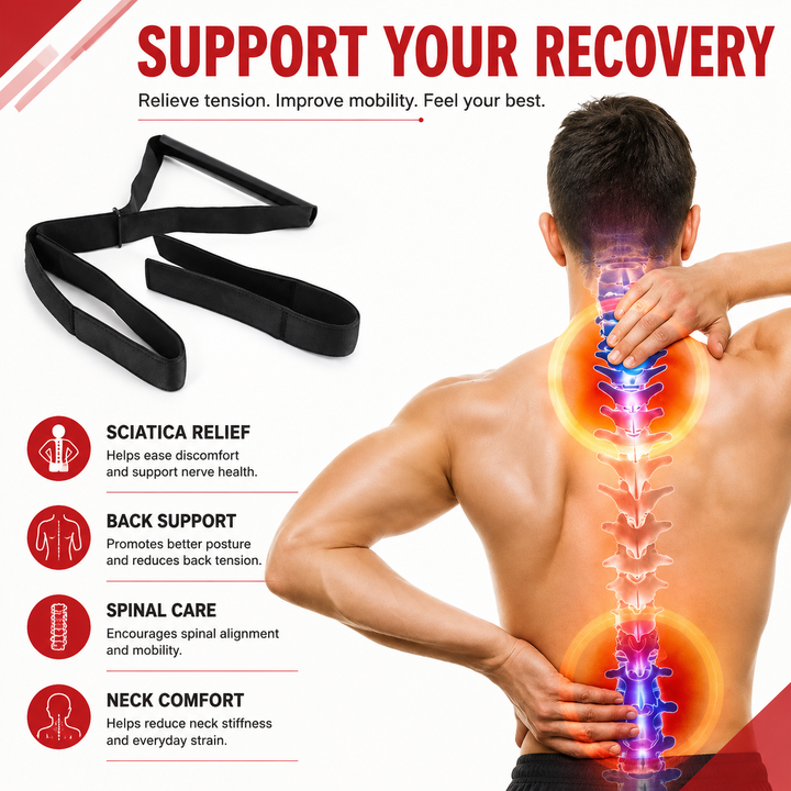 Premium Neck Traction Belt Adjustable Y Shaped Neck Support Brace Neoprene Cervical Support Strap Portable Home Office Travel Daily Use Comfort Fit