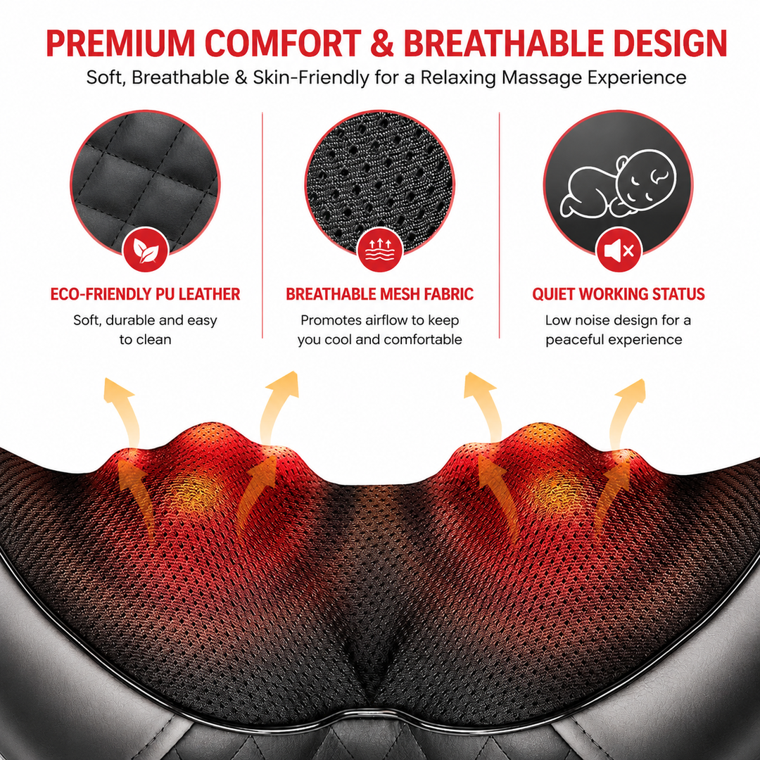 Premium Neck and Shoulder Massager Shiatsu Deep Tissue Massage with Heat Therapy 8 Node Electric Kneading Back Neck Shoulder Relief Home Car Use Portable