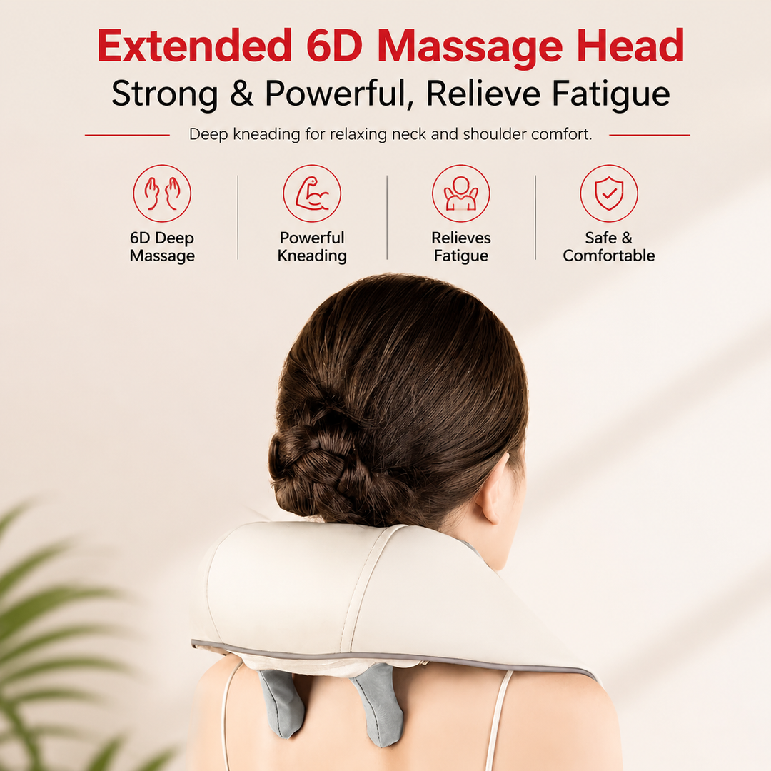 Premium Neck and Shoulder Massager with Heat Shiatsu Deep Tissue Kneading Rechargeable Wireless Massage Shawl Back Neck Pain Relief Portable Home Office Travel Use