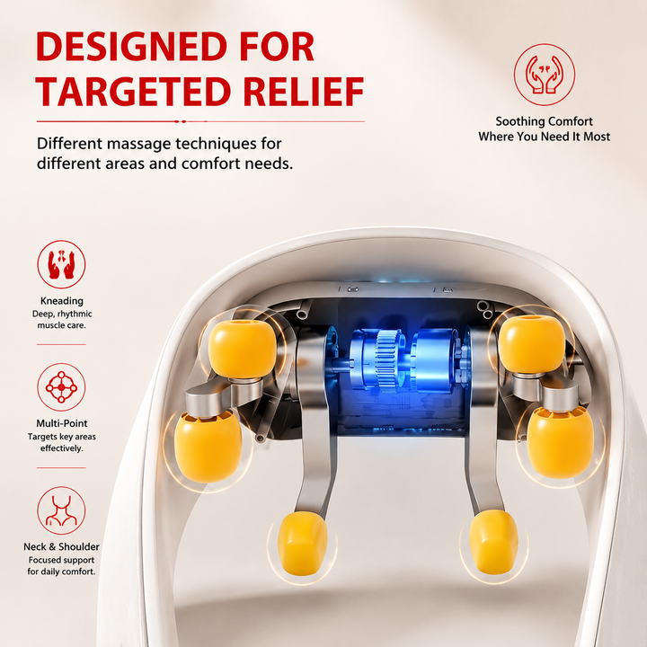 Premium Neck and Shoulder Massager with Heat Shiatsu Deep Tissue Kneading Rechargeable Wireless Massage Shawl Back Neck Pain Relief Portable Home Office Travel Use