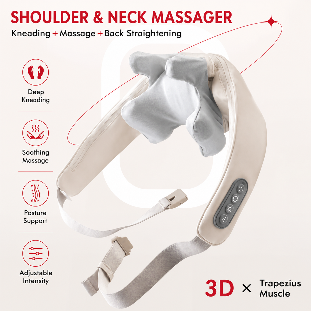Premium Neck and Shoulder Massager with Heat Shiatsu Deep Tissue Kneading Rechargeable Wireless Massage Shawl Back Neck Pain Relief Portable Home Office Travel Use