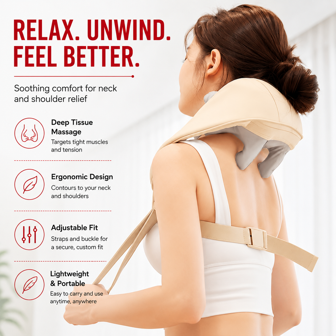 Premium Neck and Shoulder Massager with Heat Shiatsu Kneading Electric Massage Shawl Rechargeable for Back Neck Arms Gym Work Daily Use Comfort