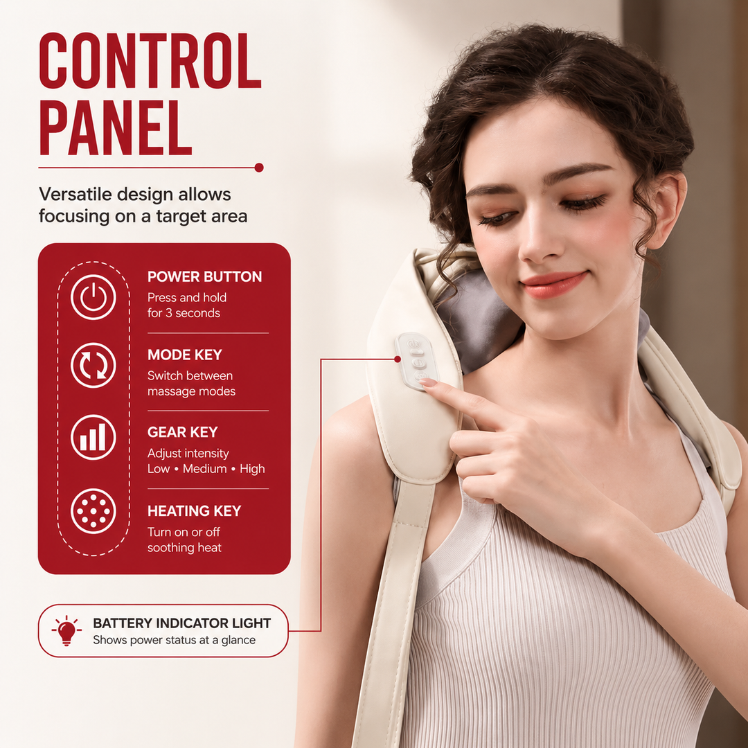 Premium Neck and Shoulder Massager with Heat Shiatsu Kneading Electric Massage Shawl Rechargeable for Back Neck Arms Gym Work Daily Use Comfort