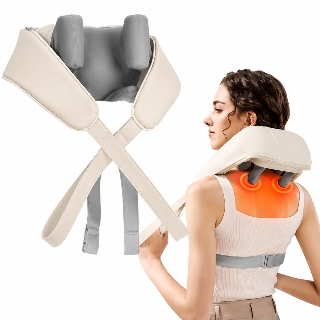 Premium Neck and Shoulder Massager with Heat Shiatsu Kneading Electric Massage Shawl Rechargeable for Back Neck Arms Gym Work Daily Use Comfort