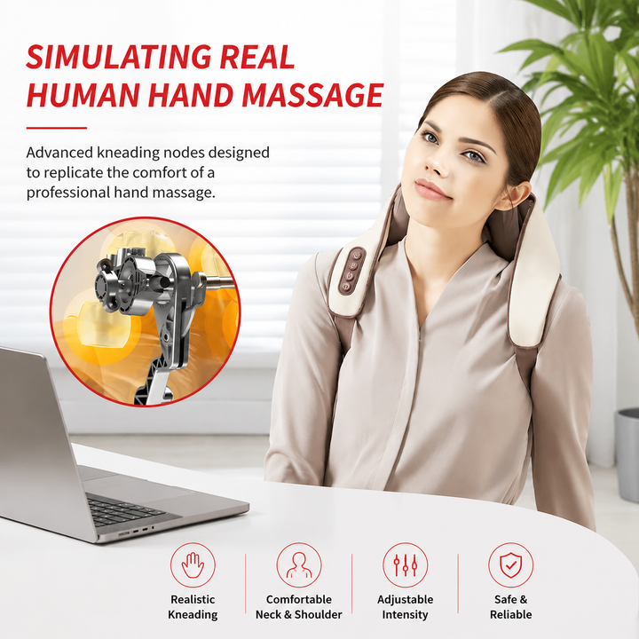 Premium Neck and Shoulder Massager with Heat Shiatsu Kneading Electric Massage Shawl Rechargeable for Back Neck Arms Gym Work Daily Use Comfort