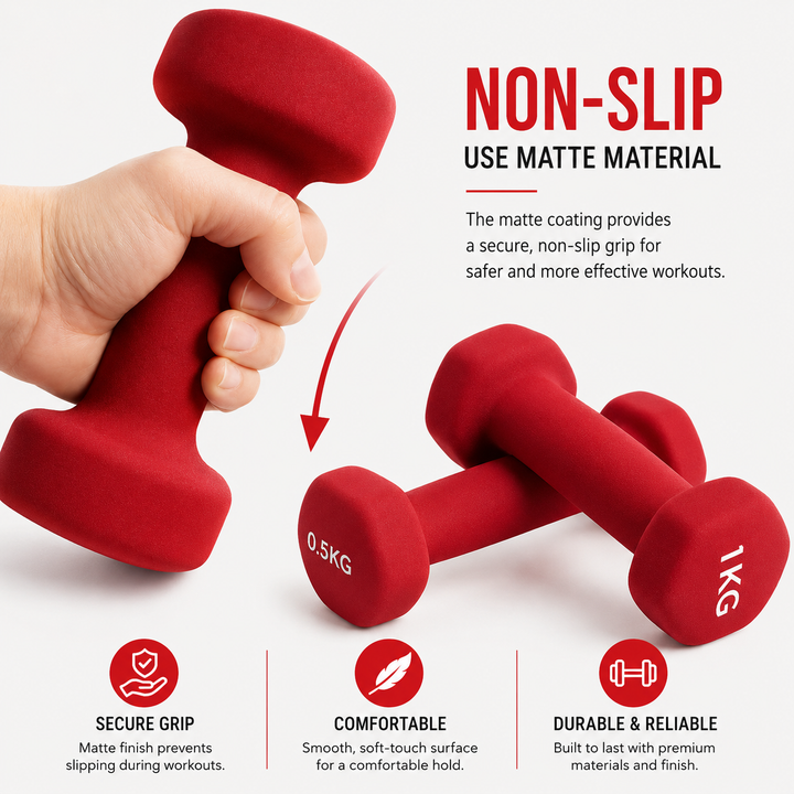 Premium Neoprene Dumbbell Non Slip Single Weight 1.1lb 2.2lb 4.4lb Hand Weight Compact Fitness Dumbbell for Home Gym Workout Training Daily Use