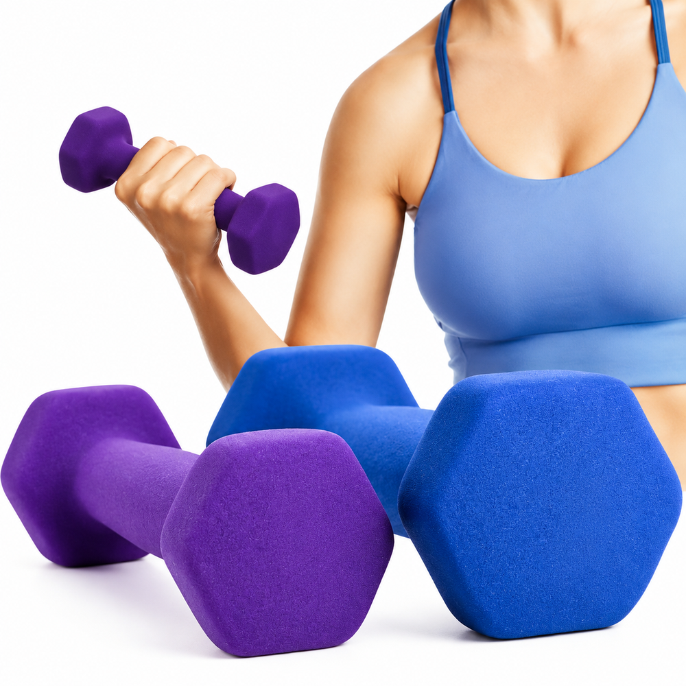 Premium Neoprene Dumbbell Set Colored Non-Slip Grip Weights 2lb 3lb 5lb Home Gym Fitness Training Set with Storage Case Durable Exercise Hand Weights