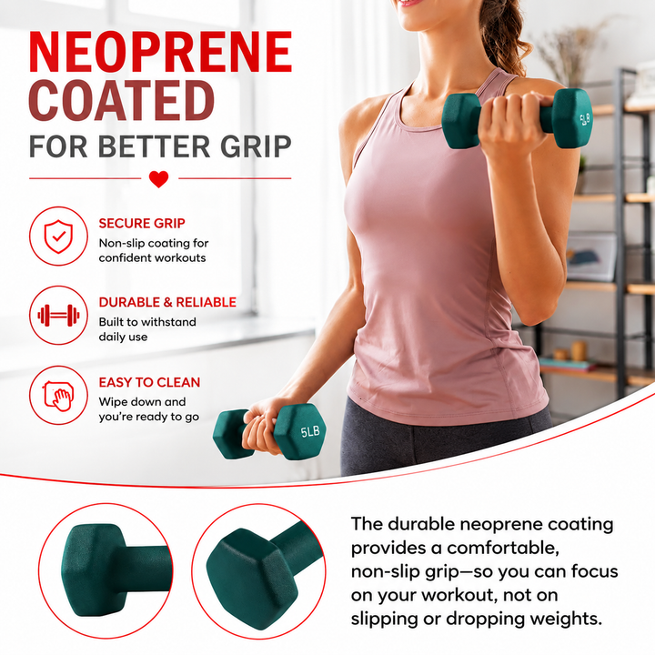 Premium Neoprene Dumbbell Set Colored Non-Slip Grip Weights 2lb 3lb 5lb Home Gym Fitness Training Set with Storage Case Durable Exercise Hand Weights