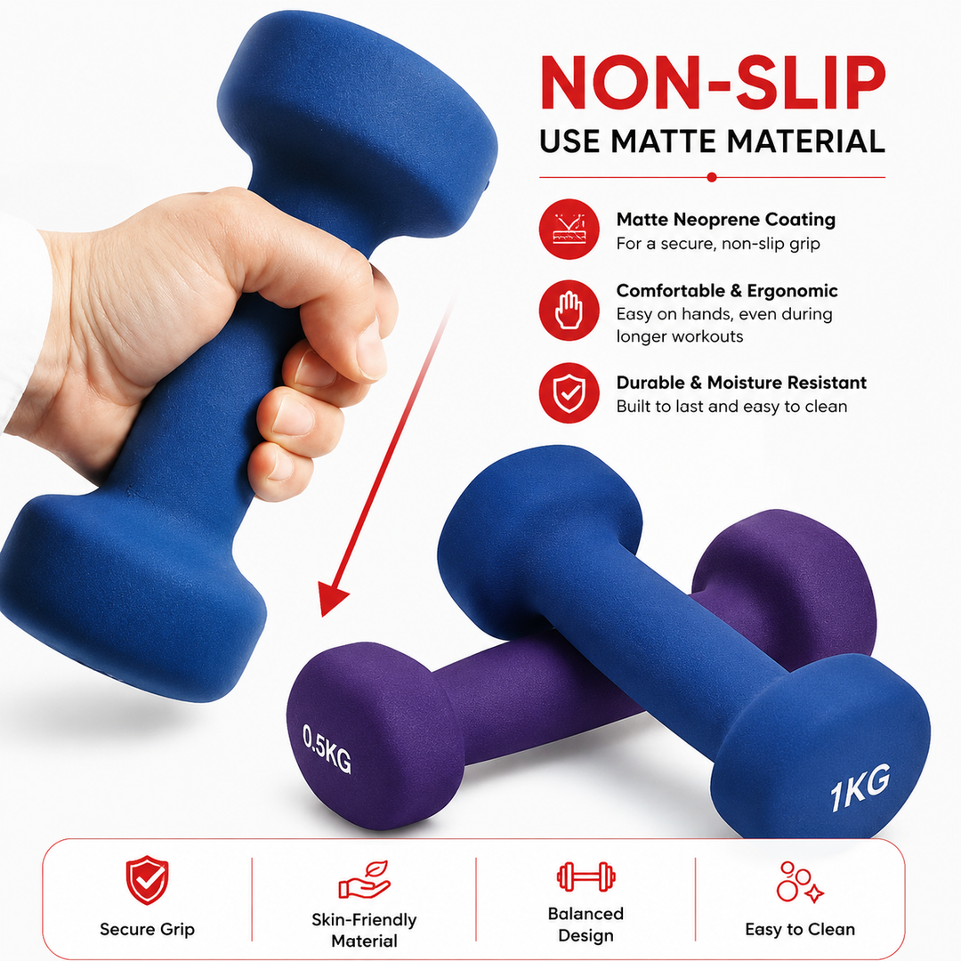 Premium Neoprene Dumbbell Set Colored Non-Slip Grip Weights 2lb 3lb 5lb Home Gym Fitness Training Set with Storage Case Durable Exercise Hand Weights