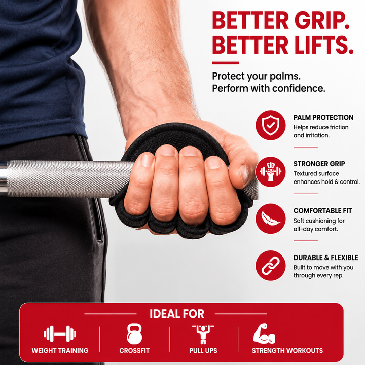 Premium Neoprene Grip Pads Weightlifting Lifting Grips Anti Slip Gym Hand Pads Powerlifting Calisthenics Fitness Training Grip Support Pads Pair