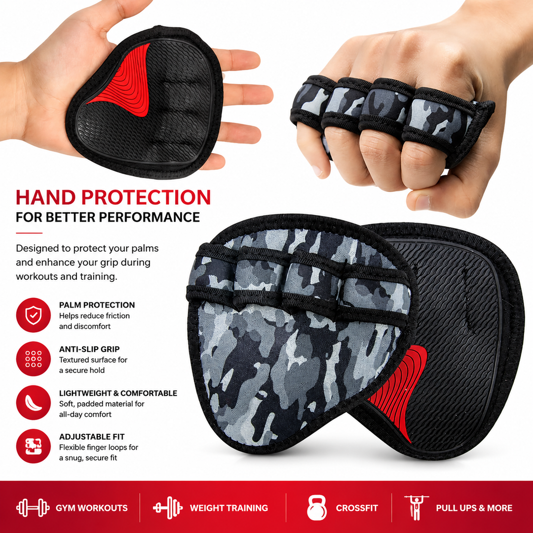 Premium Neoprene Grip Pads Weightlifting Lifting Grips Anti Slip Gym Hand Pads Powerlifting Calisthenics Fitness Training Grip Support Pads Pair
