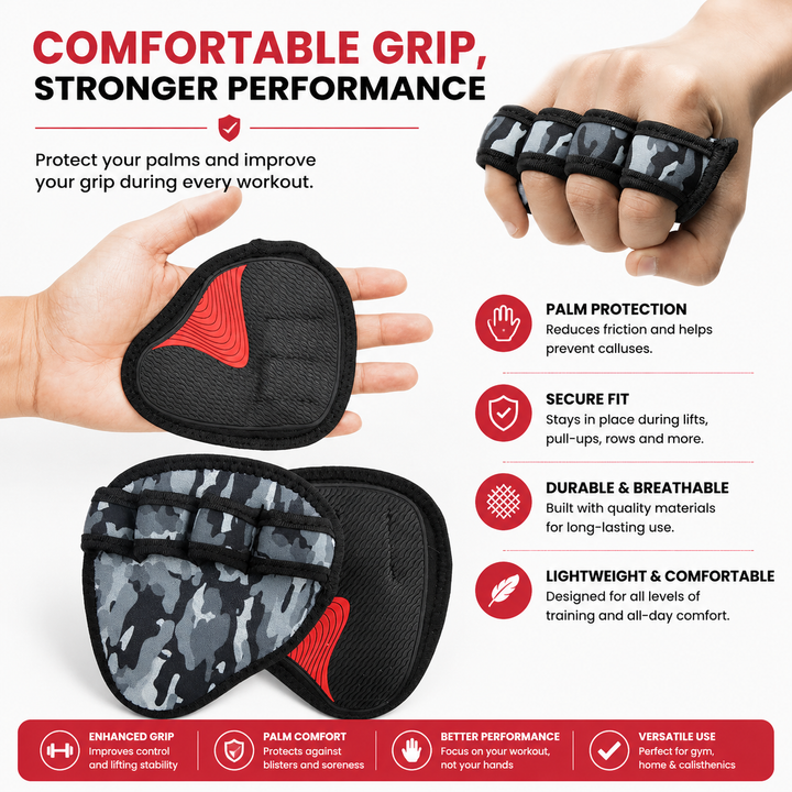 Premium Neoprene Grip Pads Weightlifting Powerlifting Anti-Slip Hand Grips Gym Training Calisthenics Fitness Workout Grip Support Gloves Men Women