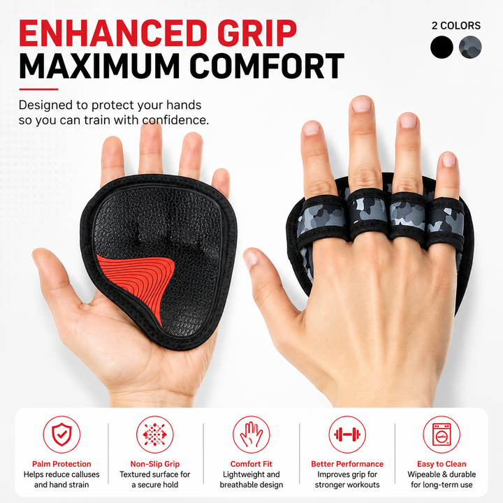Premium Neoprene Grip Pads Weightlifting Powerlifting Anti-Slip Hand Grips Gym Training Calisthenics Fitness Workout Grip Support Gloves Men Women