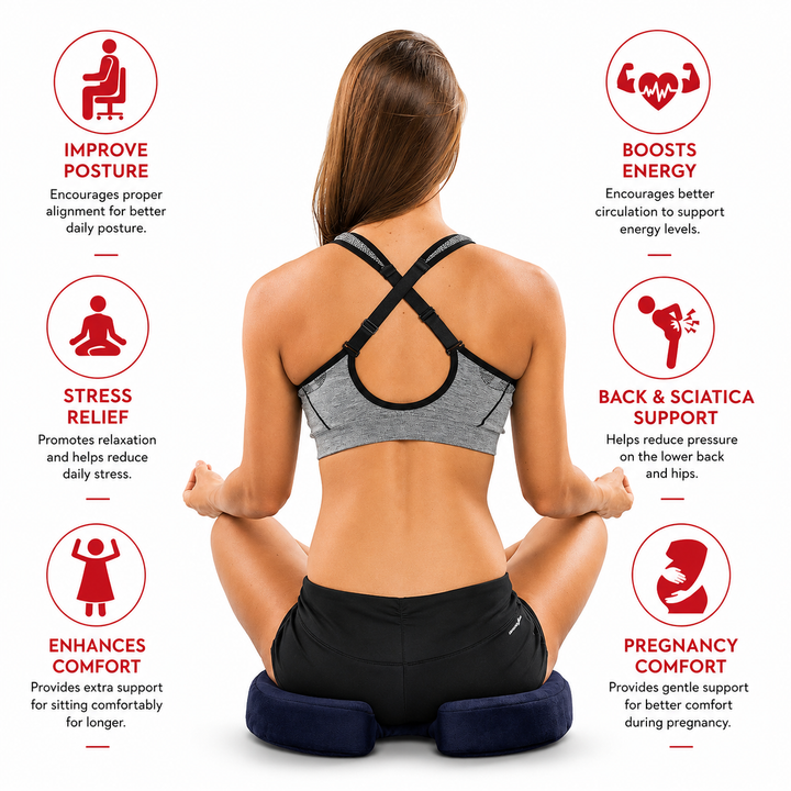 Premium Non-Slip Gel &amp; Memory Foam Cushion Ergonomic Coccyx Support Cushion Office Chair Car Seat Long Sitting Comfort Pressure Relief Seat Pad