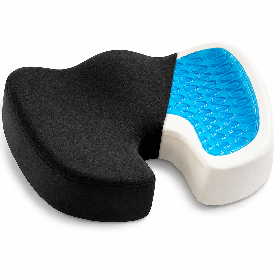 Premium Non-Slip Gel &amp; Memory Foam Cushion Ergonomic Coccyx Support Cushion Office Chair Car Seat Long Sitting Comfort Pressure Relief Seat Pad