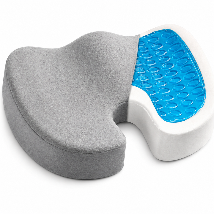 Premium Non-Slip Gel &amp; Memory Foam Cushion Ergonomic Coccyx Support Cushion Office Chair Car Seat Long Sitting Comfort Pressure Relief Seat Pad