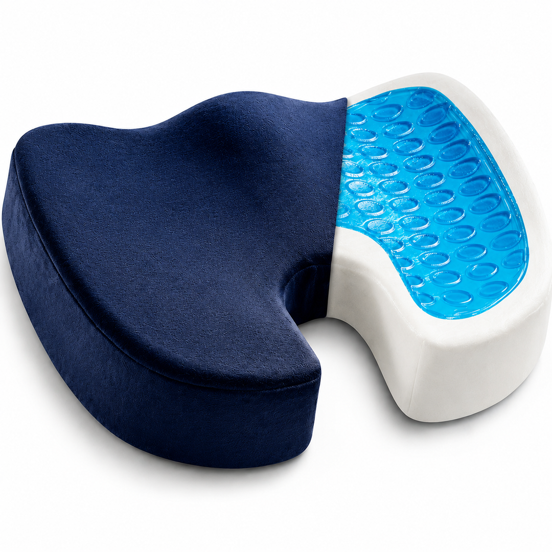 Premium Non-Slip Gel &amp; Memory Foam Cushion Ergonomic Coccyx Support Cushion Office Chair Car Seat Long Sitting Comfort Pressure Relief Seat Pad