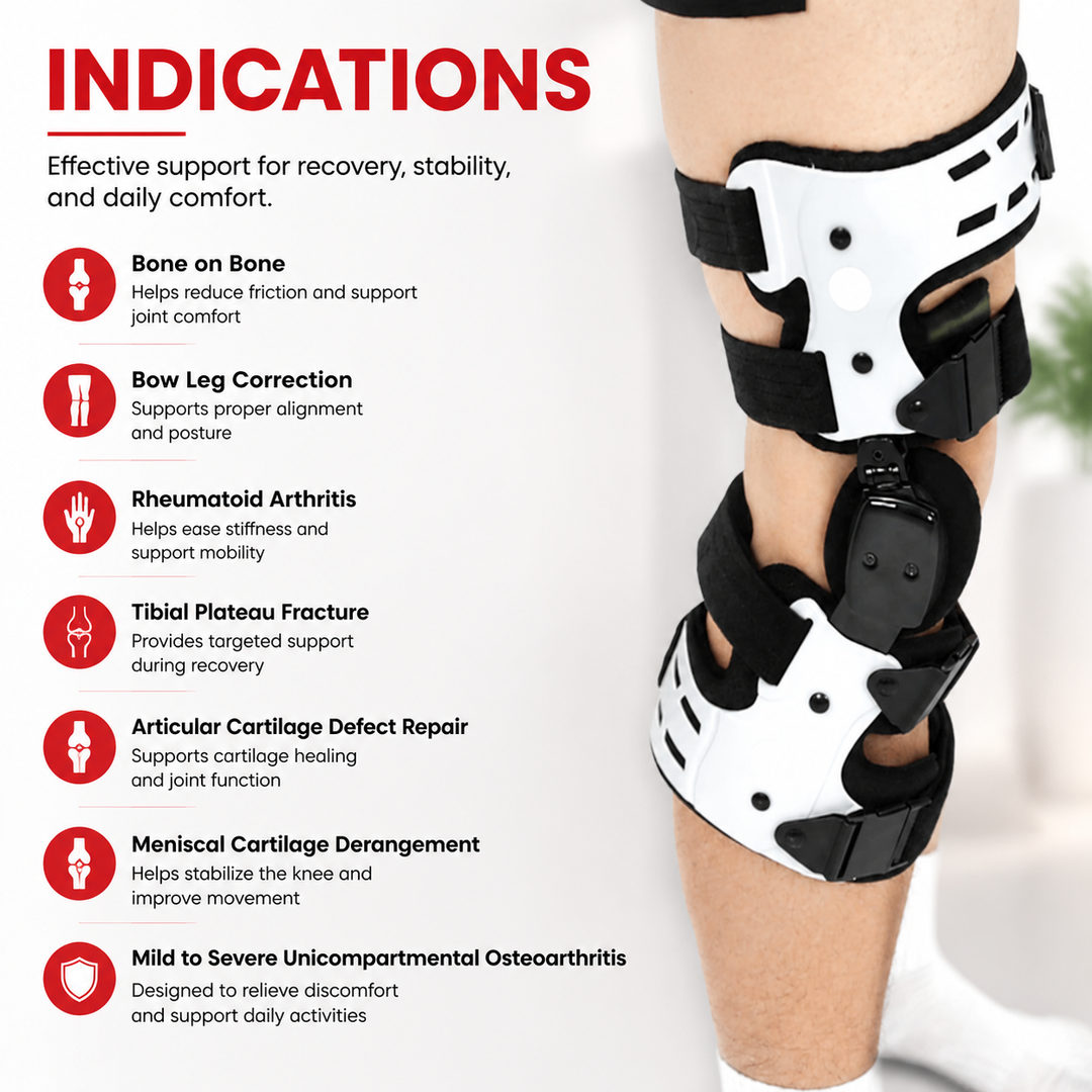 Premium OA Unloader Knee Brace Adjustable Hinged Knee Support Medial Offloading Brace with Range of Motion Control Stabilization Rehabilitation Support System