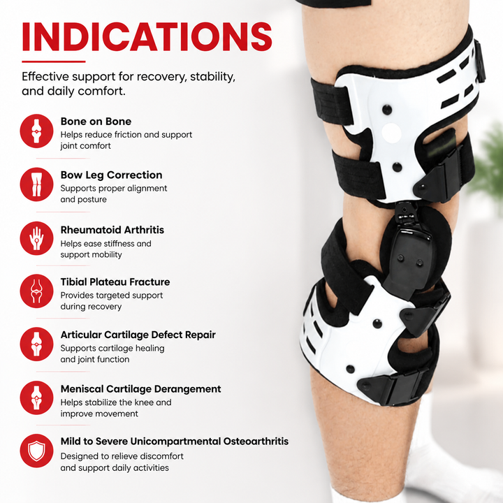 Premium OA Unloader Knee Brace Adjustable Hinged Knee Support Medial Offloading Brace with Range of Motion Control Stabilization Rehabilitation Support System