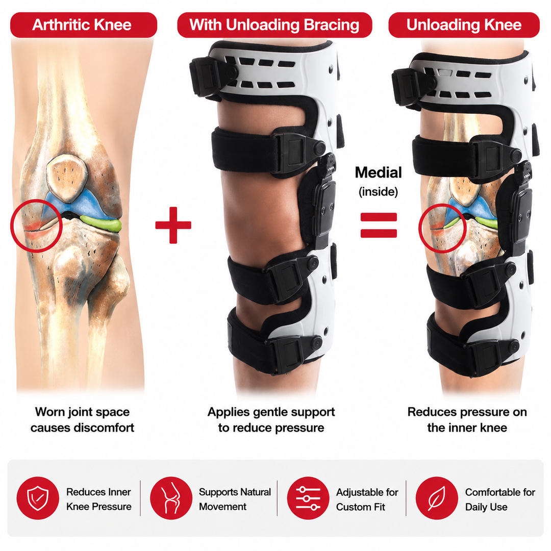 Premium OA Unloader Knee Brace Adjustable Hinged Knee Support Medial Offloading Brace with Range of Motion Control Stabilization Rehabilitation Support System