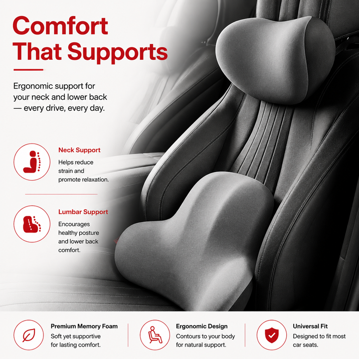 Premium Office Chair Cushion Memory Foam Seat Cushion with Lumbar Support Back Pain Relief Ergonomic Desk Chair Home Office Sitting Comfort Pad