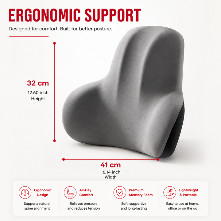 Premium Office Chair Cushion Memory Foam Seat Cushion with Lumbar Support Back Pain Relief Ergonomic Desk Chair Home Office Sitting Comfort Pad