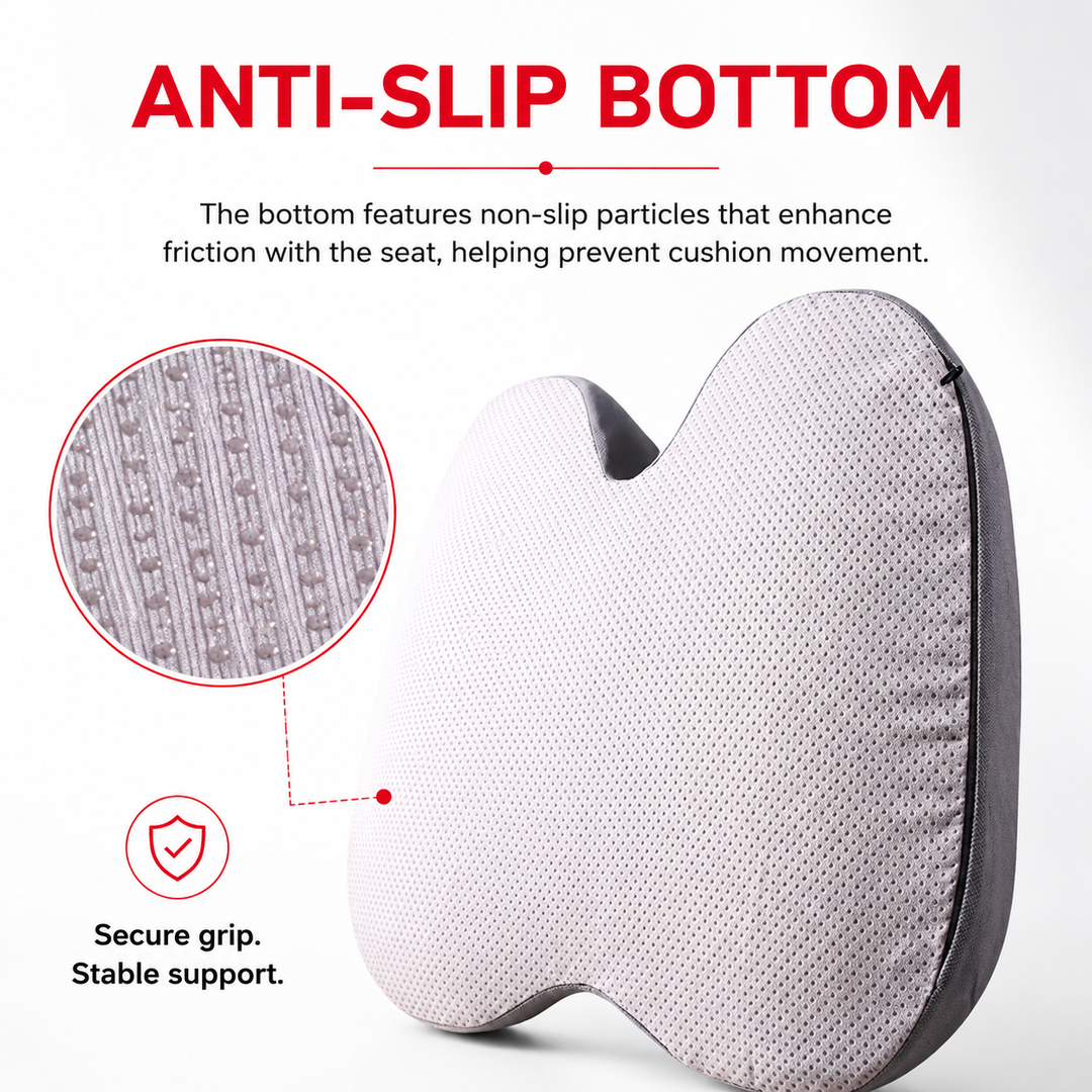 Premium Orthopedic Memory Foam Cushion Non Slip Tailbone Sciatica Seat Cushion Back Support Pressure Relief Chair Car Prostate Comfort Pad
