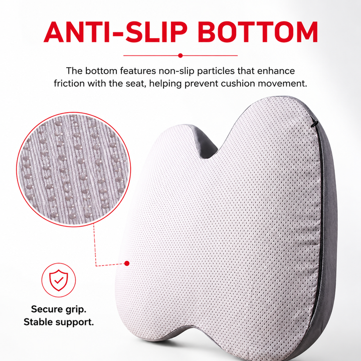 Premium Orthopedic Memory Foam Cushion Non Slip Tailbone Sciatica Seat Cushion Back Support Pressure Relief Chair Car Prostate Comfort Pad