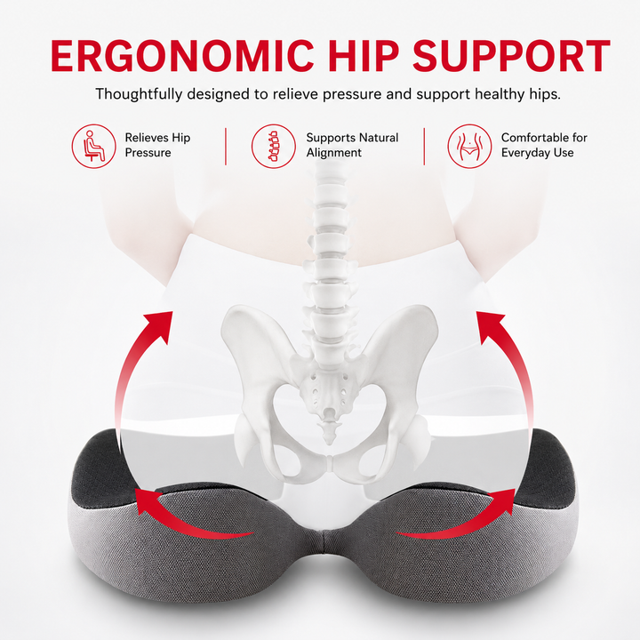 Premium Orthopedic Memory Foam Cushion Non Slip Tailbone Sciatica Seat Cushion Back Support Pressure Relief Chair Car Prostate Comfort Pad