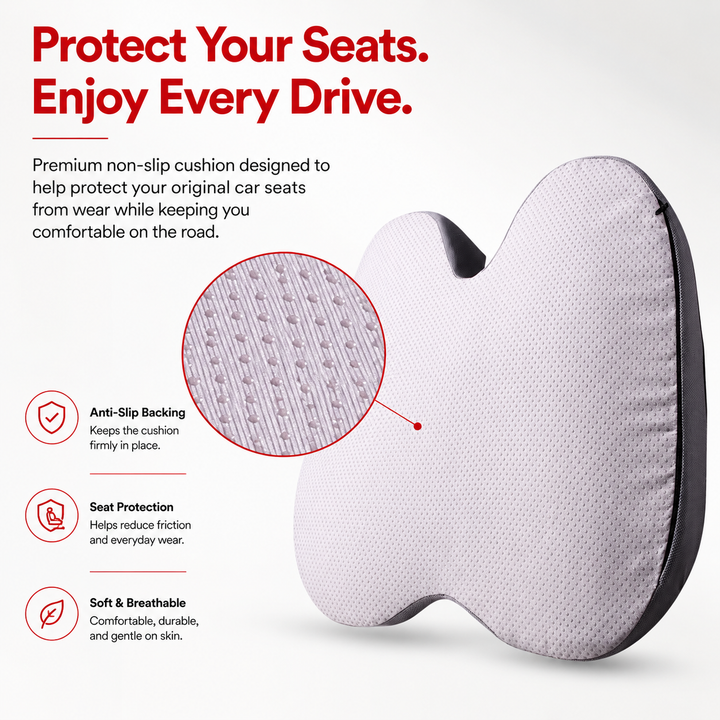 Premium Orthopedic Memory Foam Cushion Non Slip Tailbone Sciatica Seat Cushion Back Support Pressure Relief Chair Car Prostate Comfort Pad