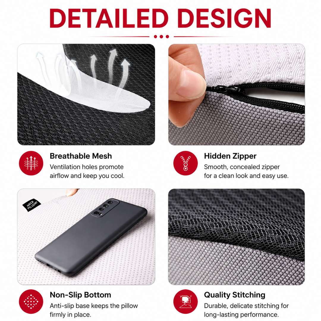 Premium Orthopedic Memory Foam Cushion Non Slip Tailbone Sciatica Seat Cushion Back Support Pressure Relief Chair Car Prostate Comfort Pad