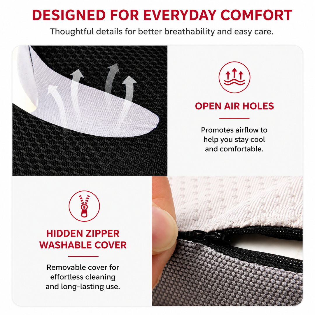 Premium Orthopedic Memory Foam Cushion Non Slip Tailbone Sciatica Seat Cushion Back Support Pressure Relief Chair Car Prostate Comfort Pad