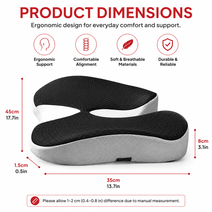 Premium Orthopedic Memory Foam Cushion Non Slip Tailbone Sciatica Seat Cushion Back Support Pressure Relief Chair Car Prostate Comfort Pad