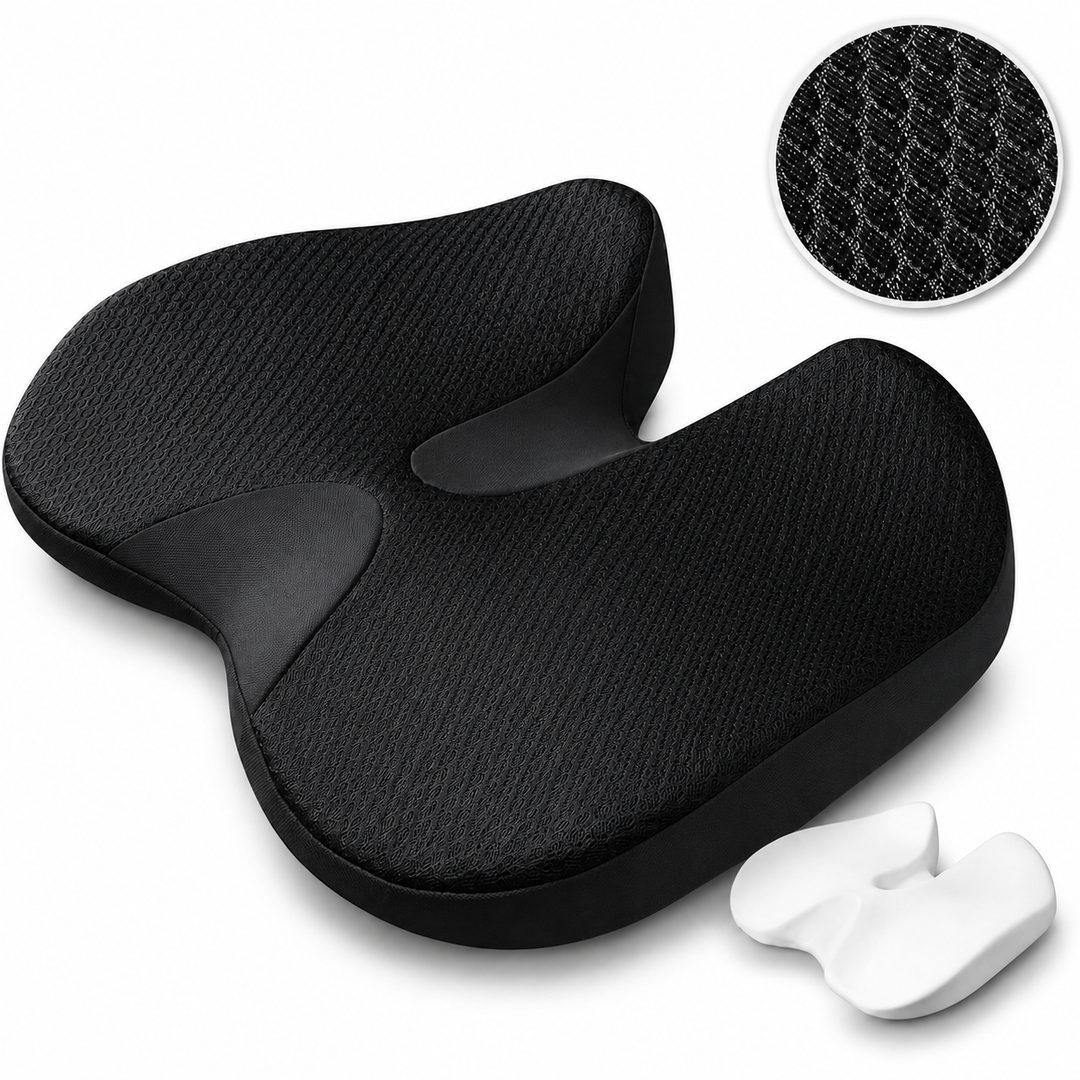 Premium Orthopedic Memory Foam Cushion Non Slip Tailbone Sciatica Seat Cushion Back Support Pressure Relief Chair Car Prostate Comfort Pad