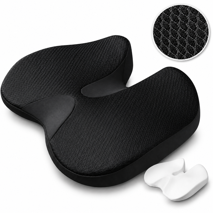 Premium Orthopedic Memory Foam Cushion Non Slip Tailbone Sciatica Seat Cushion Back Support Pressure Relief Chair Car Prostate Comfort Pad