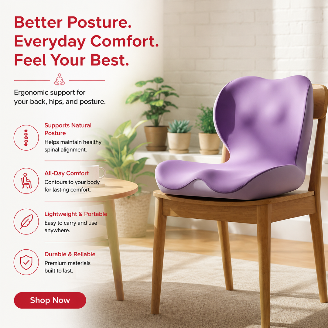 Premium Orthopedic Memory Foam Seat Cushion Coccyx Tailbone Support Ergonomic Office Chair Pressure Relief Posture Support Car Home Travel Washable Cover