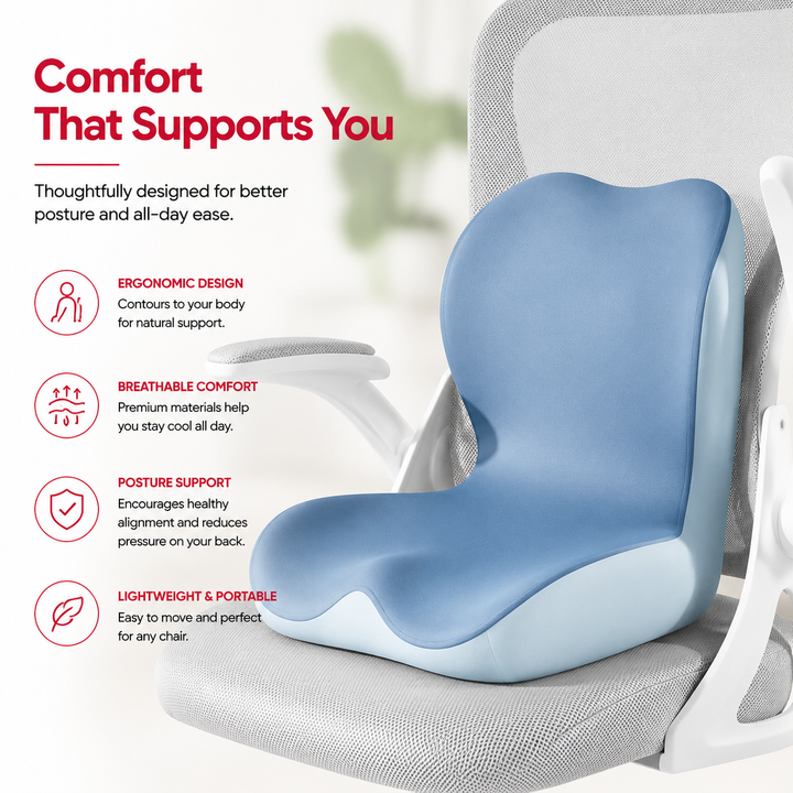 Premium Orthopedic Memory Foam Seat Cushion Coccyx Tailbone Support Ergonomic Office Chair Pressure Relief Posture Support Car Home Travel Washable Cover