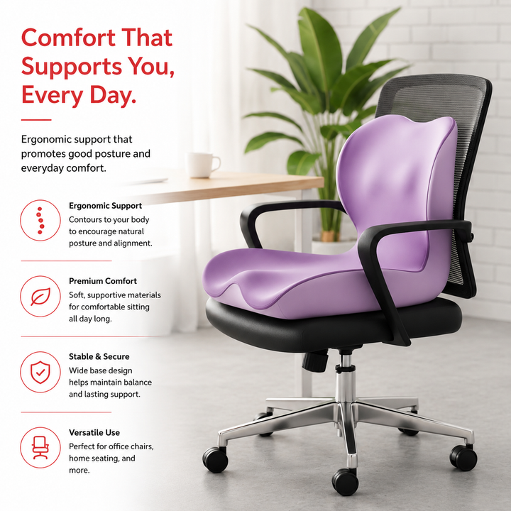 Premium Orthopedic Memory Foam Seat Cushion Coccyx Tailbone Support Ergonomic Office Chair Pressure Relief Posture Support Car Home Travel Washable Cover