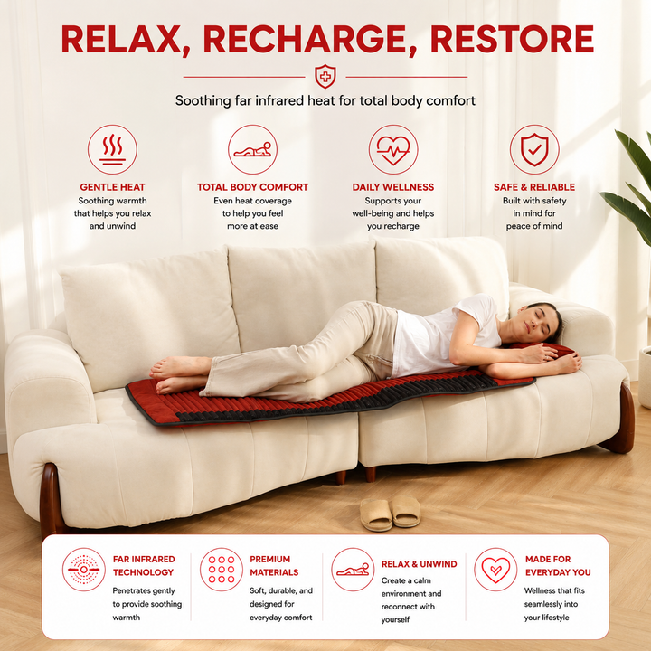 Premium PEMF Infrared Therapy Mat Amethyst Jade Tourmaline Heated Crystal Mattress Full Body Far Infrared Heat 85–159°F Adjustable Wellness Mat