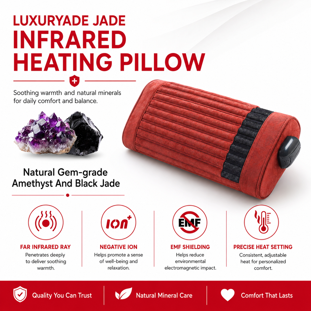 Premium PEMF Infrared Therapy Pillow Mat Amethyst Jade Negative Ion Heated Neck Cushion Far Infrared Heat 85–159°F Relaxation Support Pillow