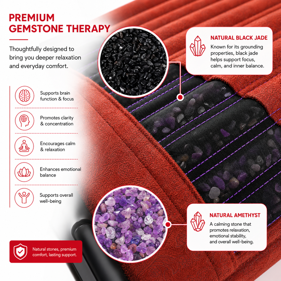 Premium PEMF Infrared Therapy Pillow Mat Amethyst Jade Negative Ion Heated Neck Cushion Far Infrared Heat 85–159°F Relaxation Support Pillow