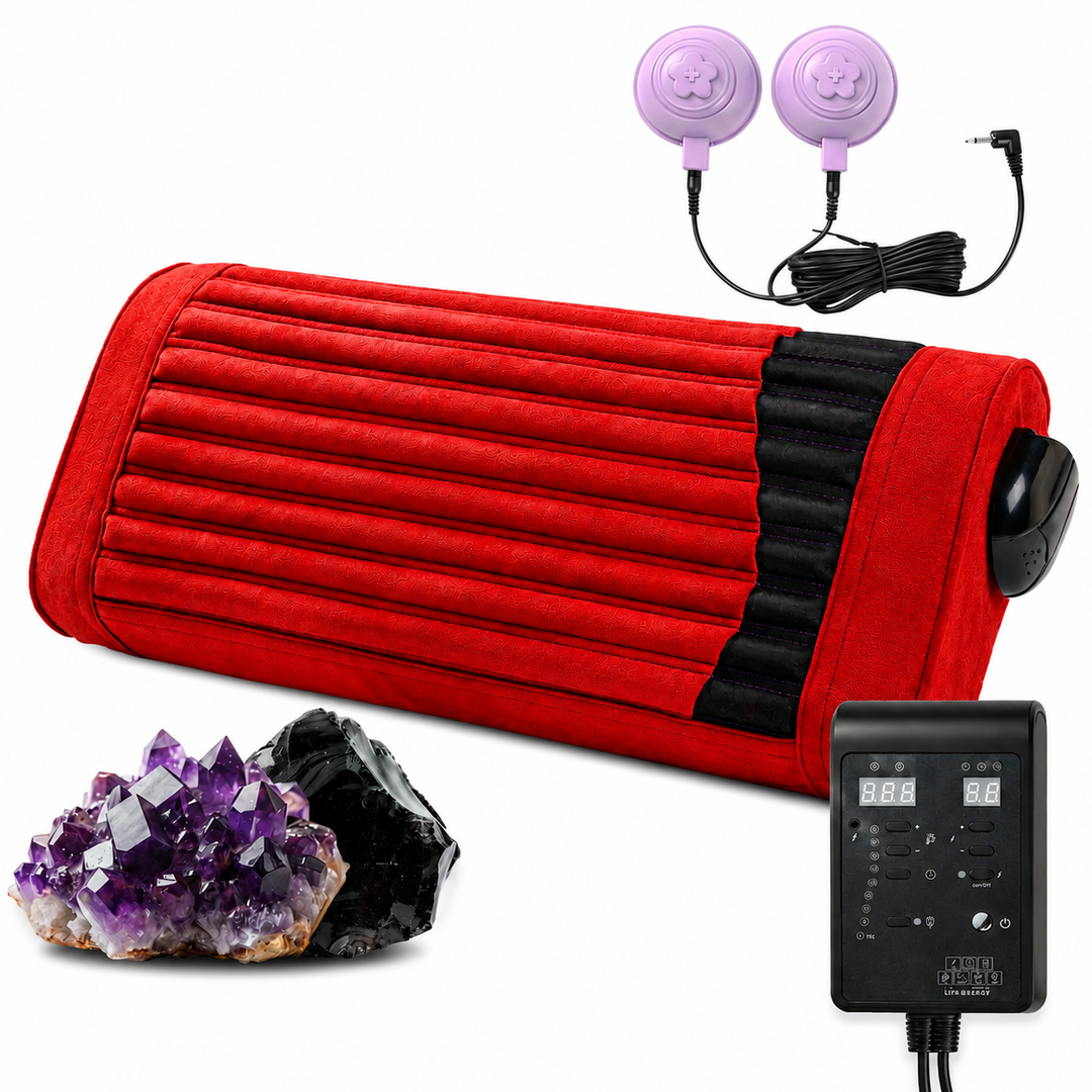 Premium PEMF Infrared Therapy Pillow Mat Amethyst Jade Negative Ion Heated Neck Cushion Far Infrared Heat 85–159°F Relaxation Support Pillow