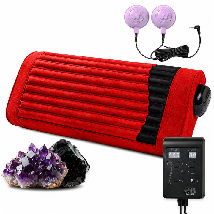 Premium PEMF Infrared Therapy Pillow Mat Amethyst Jade Negative Ion Heated Neck Cushion Far Infrared Heat 85–159°F Relaxation Support Pillow
